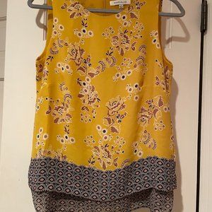 Yellow Floral Sleeveless Top